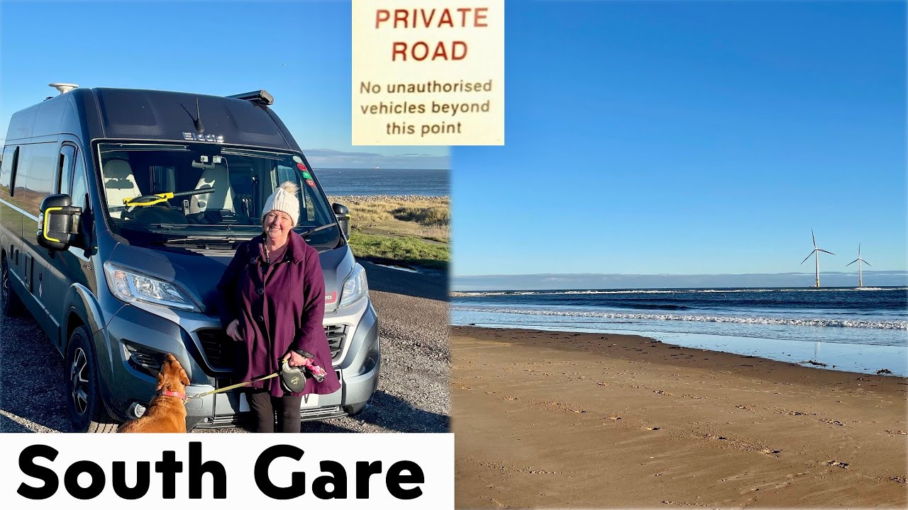South Gare, Redcar mouth of the River Tees in the campervan - Private Road?