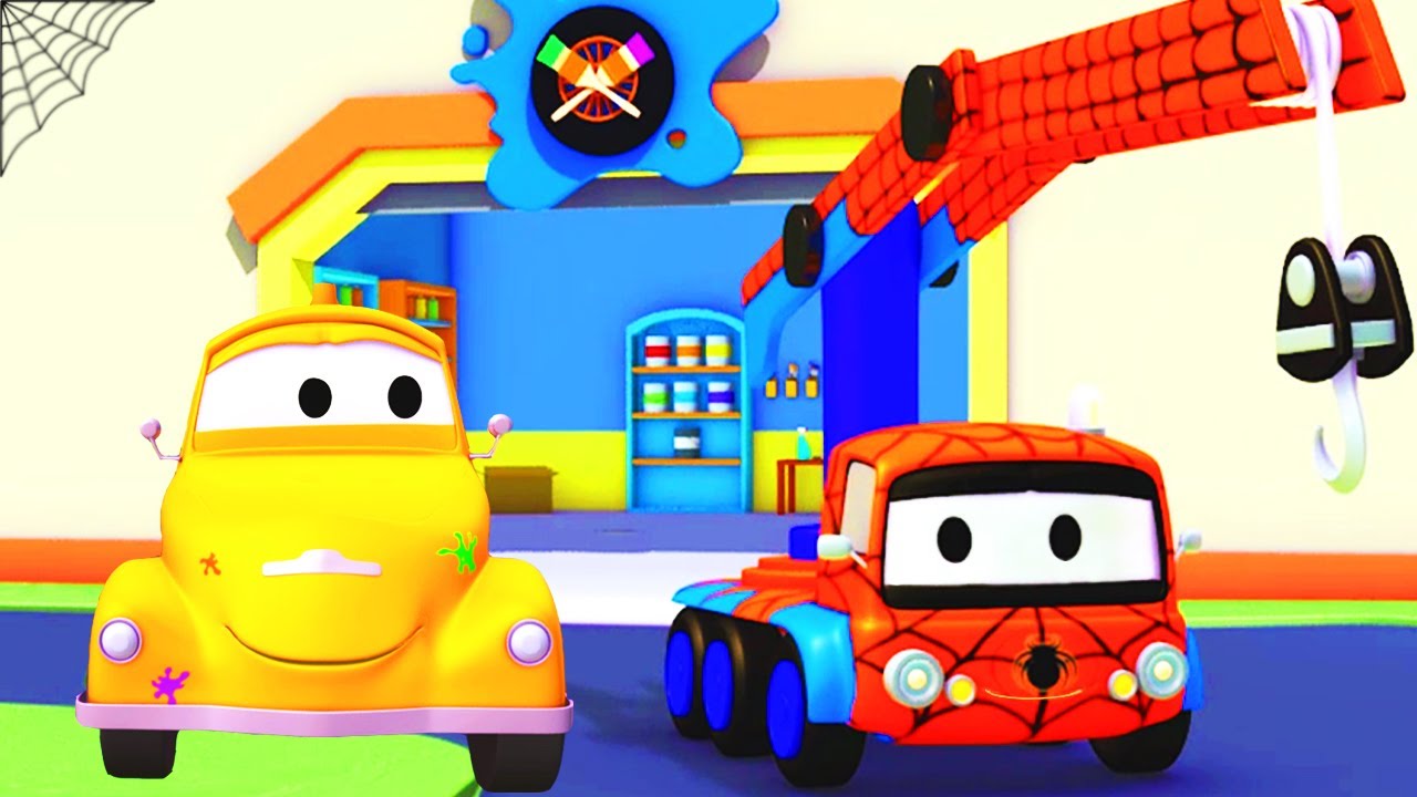 Charlie is SPIDERMAN - Tom's Paint Shop in Car City 🎨 l Cartoons for Kids