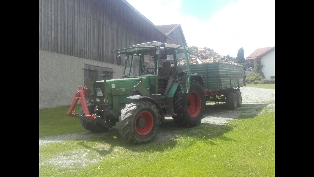 Holz schneiden mit trommelsäge und Fendt