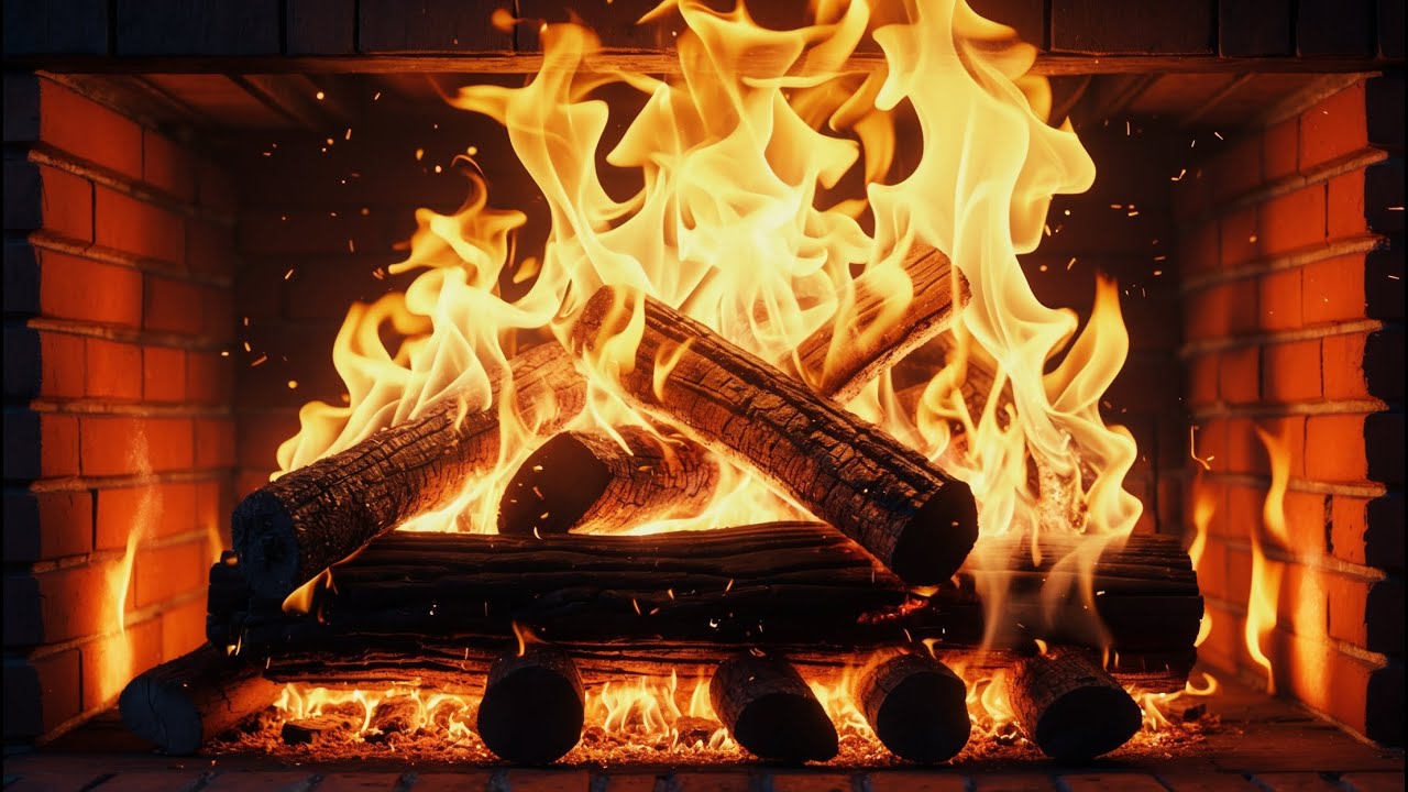 Golden Glow of a Rustic Fireplace | Peaceful Fire Crackling Sounds for Rest, Study & Meditation (4K)