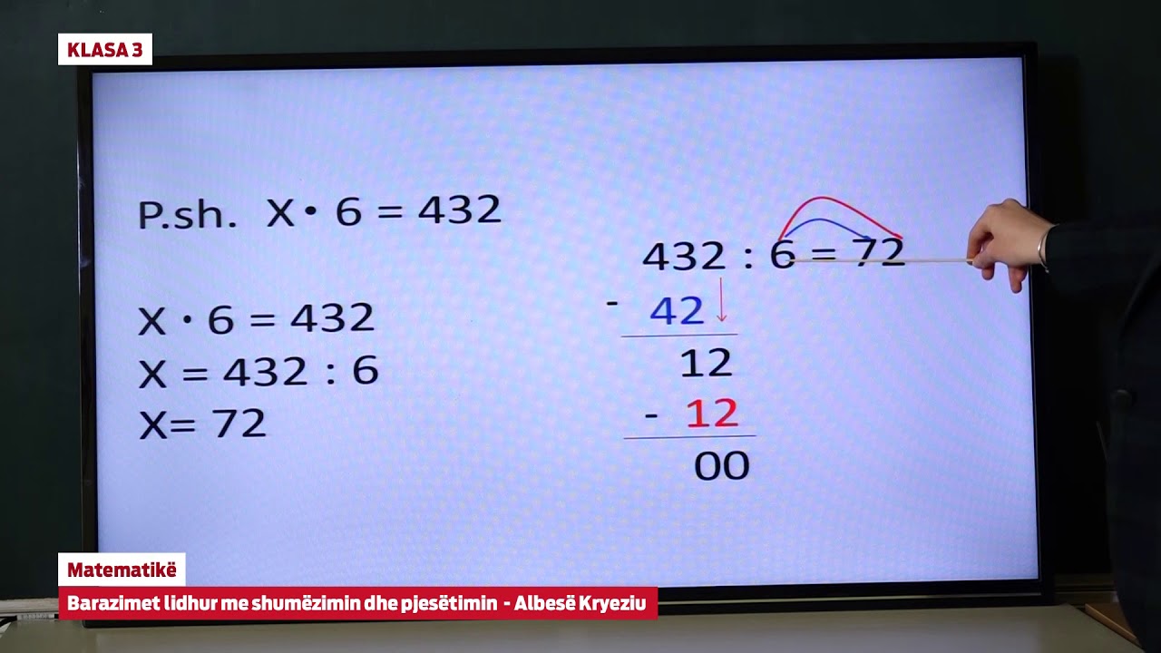 e Mesimi Klasa 3 - 3363 Matematikë - Barazimet lidhur me shumëzimin dhe pjesëtimin