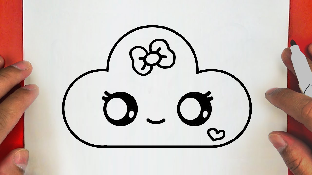 HOW TO DRAW A CUTE CLOUD, STEP BY STEP, DRAW Cute things
