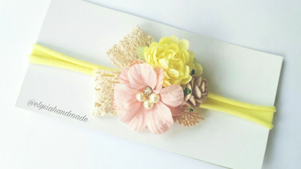Headband Inspiration With Paper Flowers and Nylon Headband - Step by Step | DIY by Elysia Handmade