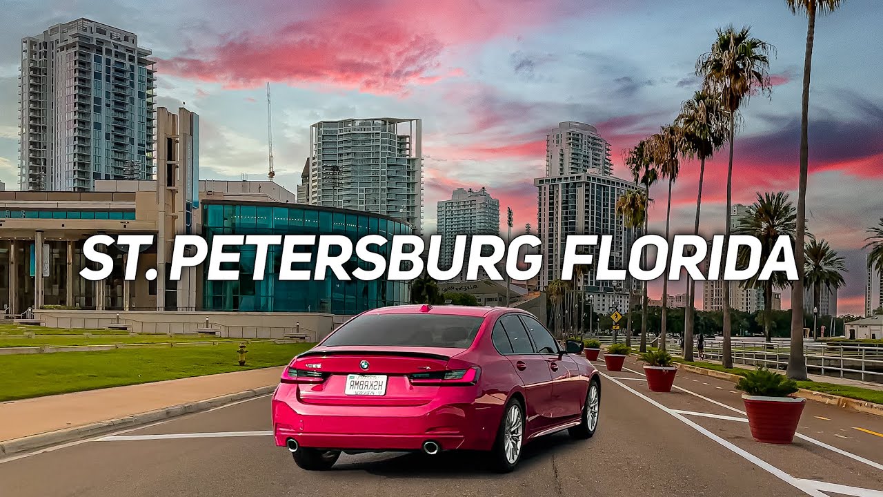 DRIVING TOUR 4K CLEARWATER FLORIDA to St. PETERSBURG FL