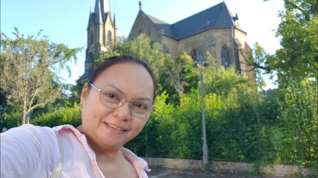 Walking to work through the Altstadt part of Birkenfeld Germany.
