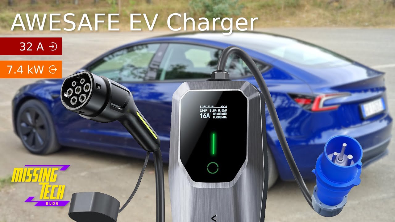 Caricatore per auto elettriche AWESAFE fino a 7.4kW. Un'ottima soluzione per la ricarica domestica!