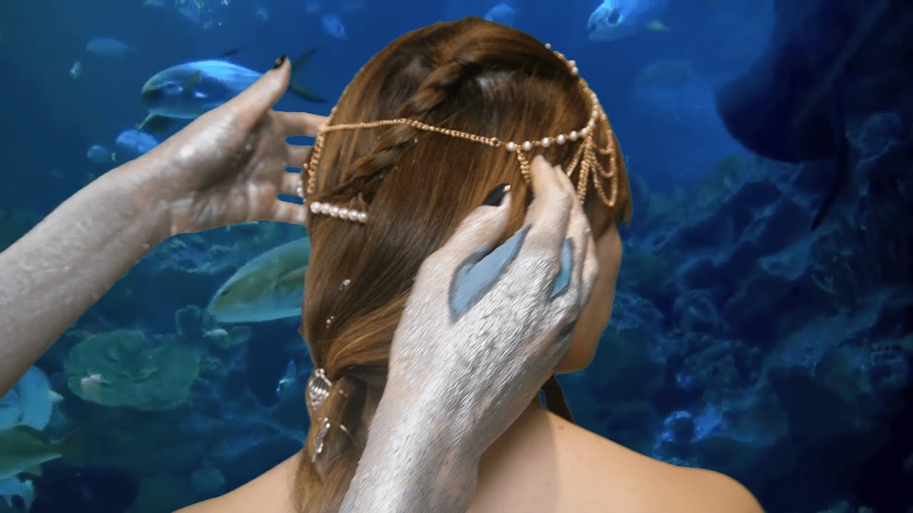 ASMR Hair play and scratch | Mermaid styles your hair NO TALKING ver. - The cruel prince RP