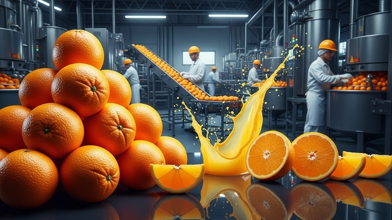 😲 Inside the Orange Factory: From Fresh Oranges to Juicy Perfection! 🍊