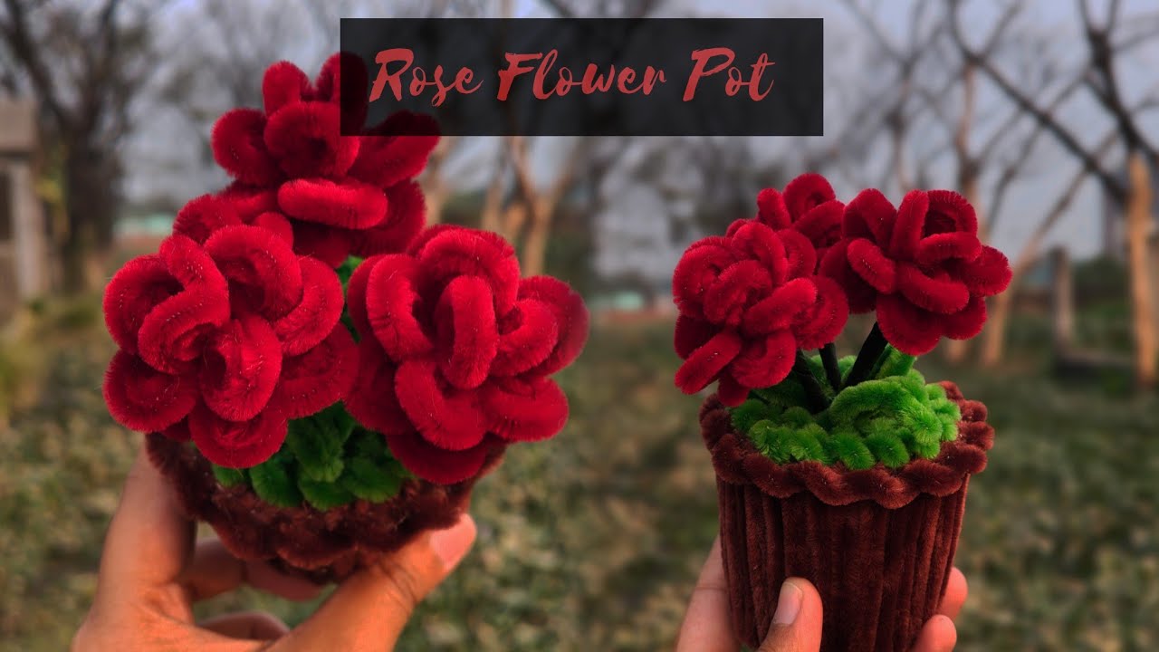 Mini Rose Flower Pot | Pipe Cleaner Rose | Pipe Cleaner Flower Pot