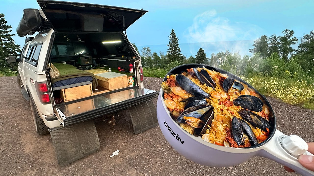 Truck Camping with a Self Heating Pot - Seafood Paella