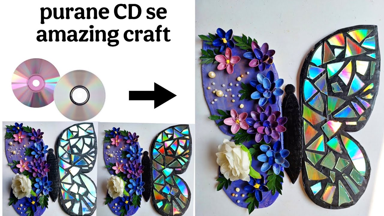 DIY Butterfly Craft from Old CD & Cardboard | Easy Recycled Art Idea 🦋✨