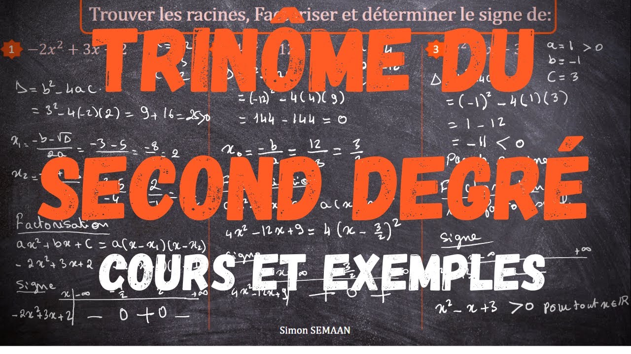 Résoudre une équation du second degré , factoriser et déterminer le signe . COURS et EXERCICES