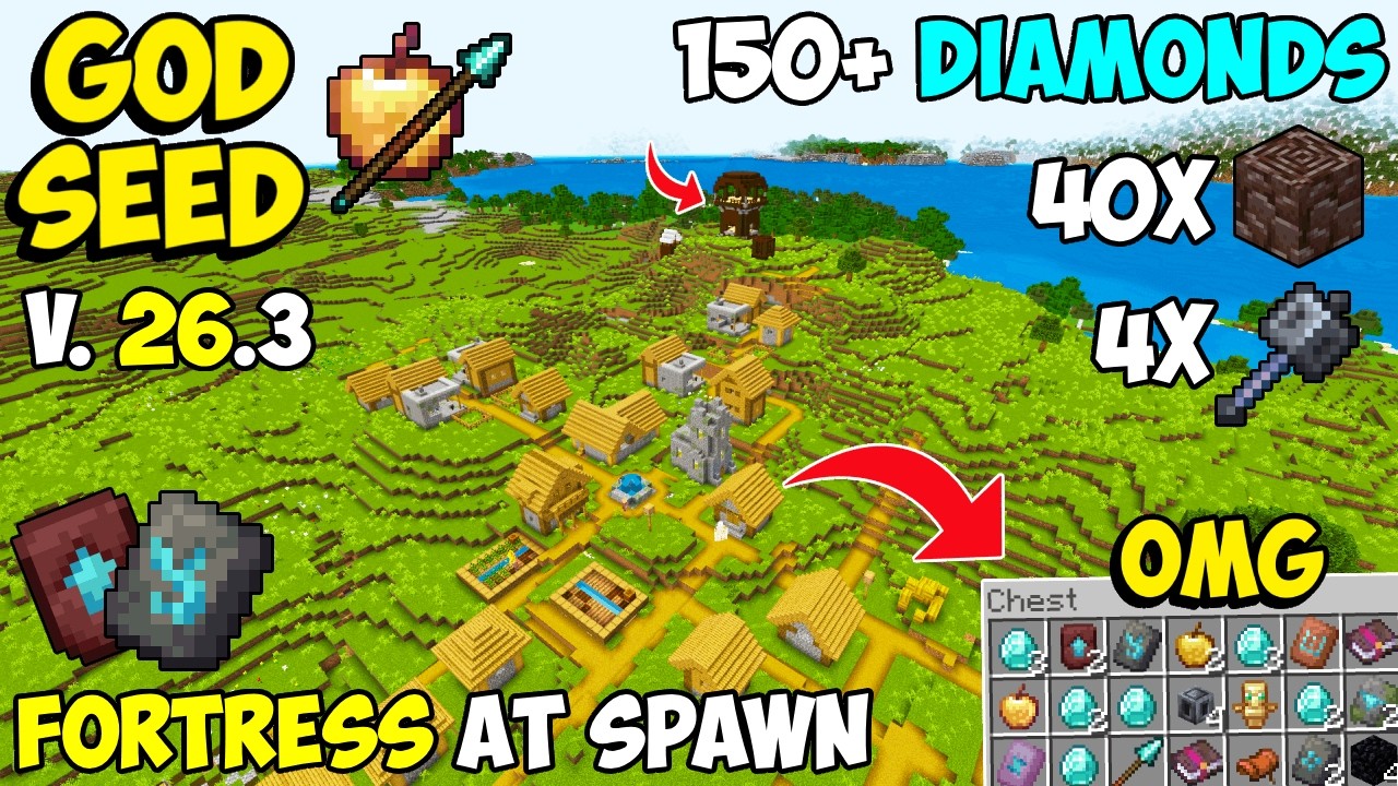 🔥Ultimate [God Seed] For Minecraft 26.3 Bedrock & PE | Best Plains Seed 26.3 | Four Blacksmith Seed