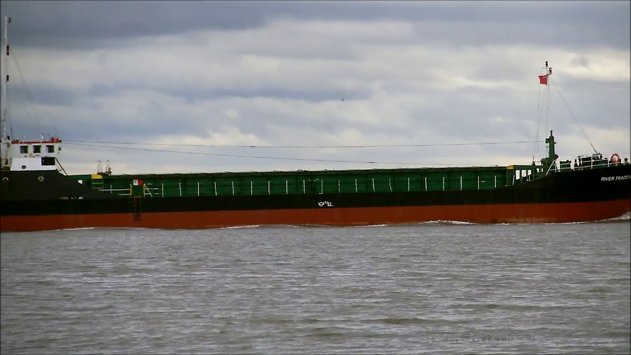 MV River Trader passing the Naze Point on the River Ribble outward bound from Preston