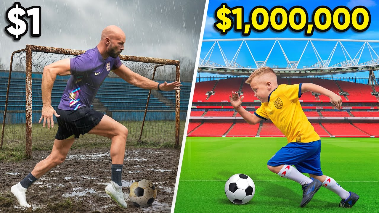 £1 Vs £1,000,000 Football Pitch!