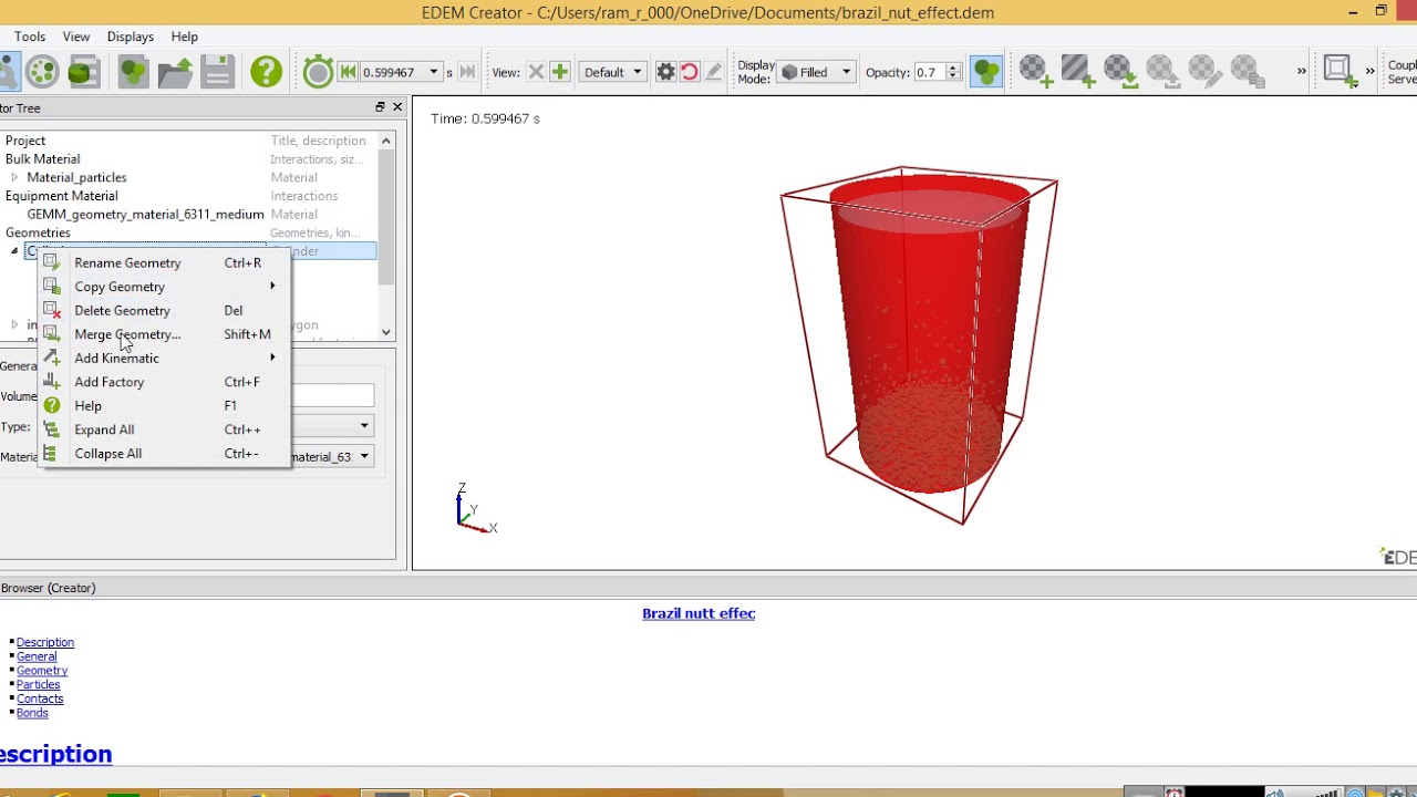 EDEM 2017 tutorial: Setup simple simulation of DEM particles
