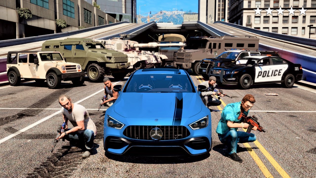 GTA 5 Remastered 2023 Police And Army Gameplay With Tommy,Franklin,Michael And Trevor [GTA 5 PC Mod]