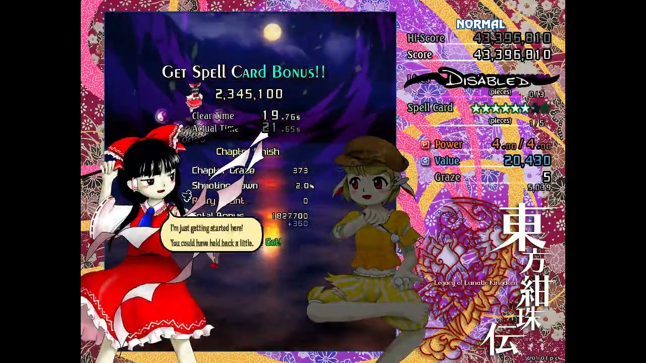 Lunacy of Legatic Kingdom - Touhou 15 Normal Pointdevice Clear
