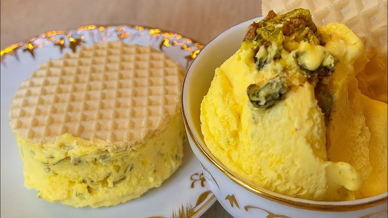 Homemade Persian Saffron and Pistachio Ice cream | Bastani Sonati