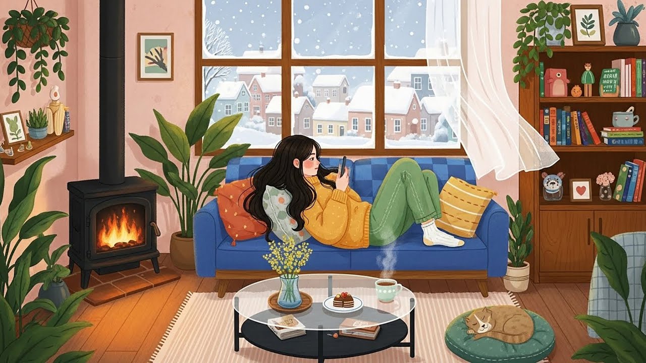 Lazy Winter Afternoon Lofi ❄️🛋️ | Soft Jazz Beats for Relaxing, Phone Scrolling & Calm Vibes