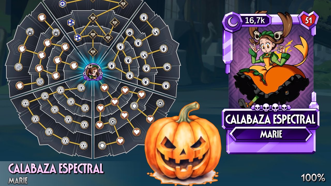 Completando arbol de habilidad y evolucion a diamante marie calabaza espectral - skullgirls mobile