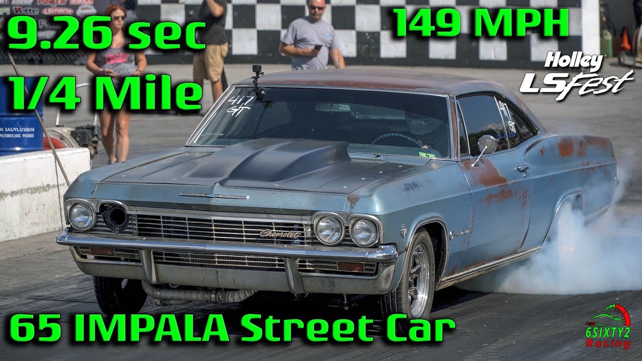 65 Impala Street Car Goes 9.26 Second Quarter Mile at 149mph at LS Fest! (4k video)