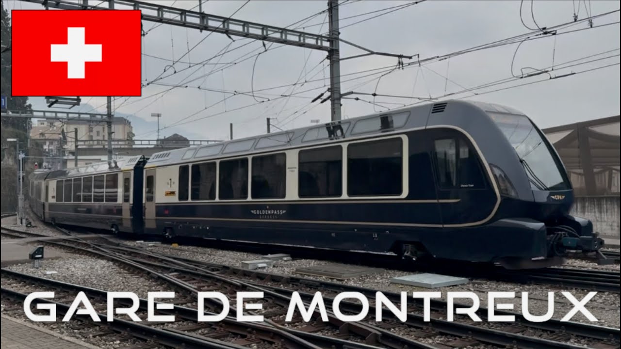 Trains at Gare de Montreux, Switzerland