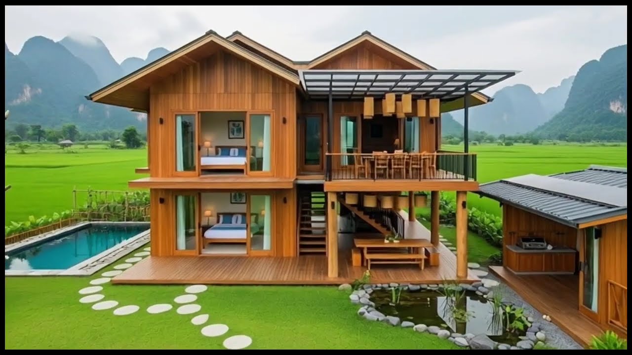 Amazing! Inspirasi Rumah Kayu Kecil tepi Sawah, Menyatu dengan Alam,  Slow Living