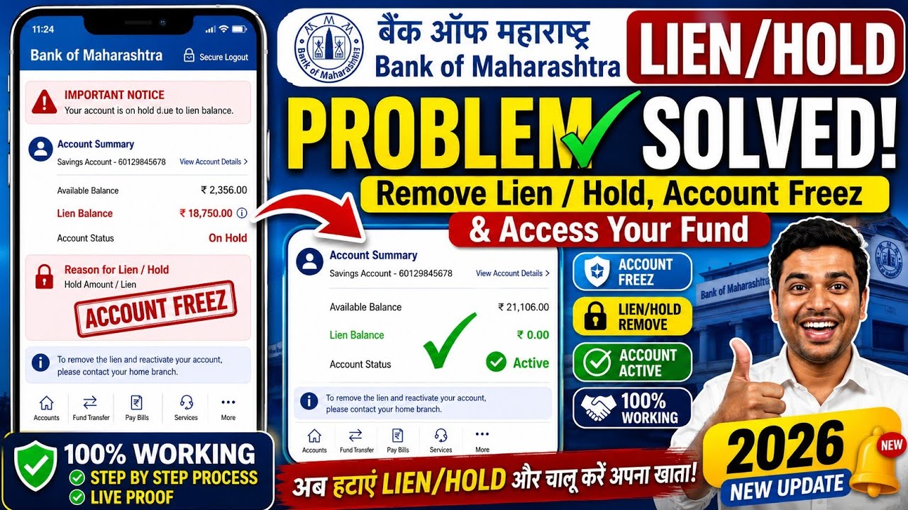 How to Remove a Lien/Hold on a Bank of Maharashtra Account (2026): Step-by-Step Process