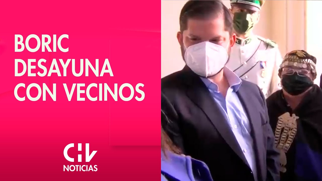 Gabriel Boric comparte desayuno con dirigentes vecinales en Cerro Castillo - CHV Noticias