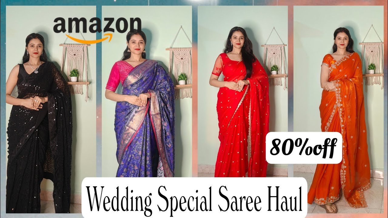 *best* Partywear Saree Haul in Budget/Upto 80%off/ Amazon Wedding Special Saree/Amazon Saree Haul