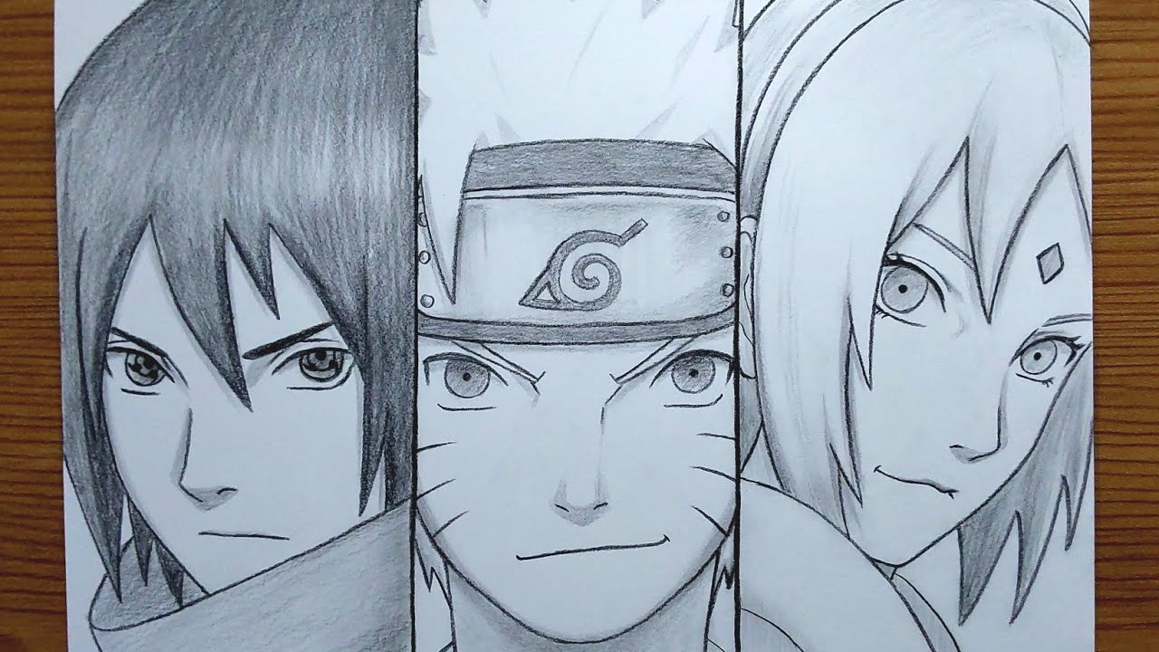 How To Draw Team 7 Trio (Sasuke - Naruto - Sakura) || Easy Anime Drawing Tutorial