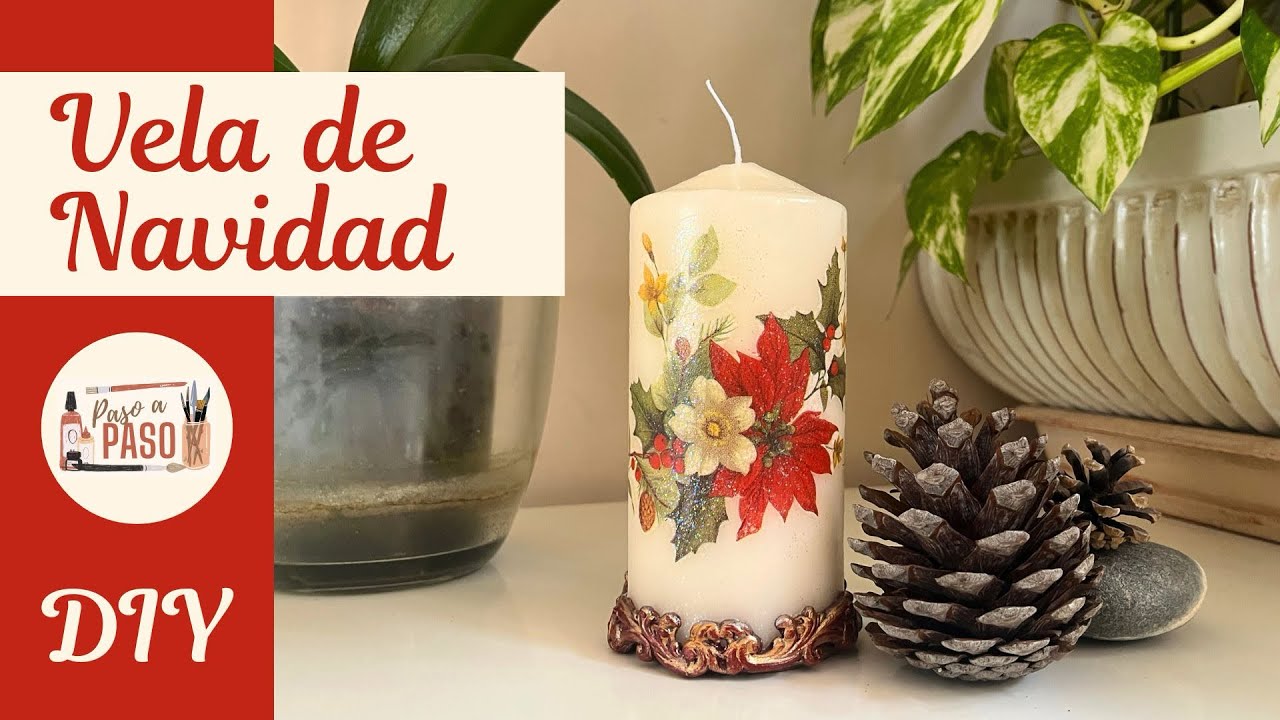 🕯️VELA de NAVIDAD con DECOUPAGE🎄 | Manualidad FÁCIL y RÁPIDA💫