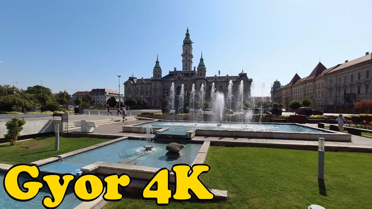 Walk around Gyor Hungary. [4K]