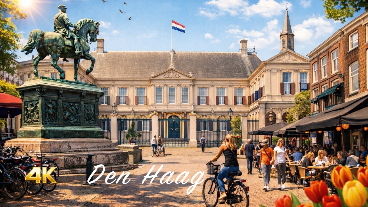 Sunny Walk in The Hague 🇳🇱 | Peaceful Streets Around Noordeinde Palace | Netherlands Walking Tour 4K