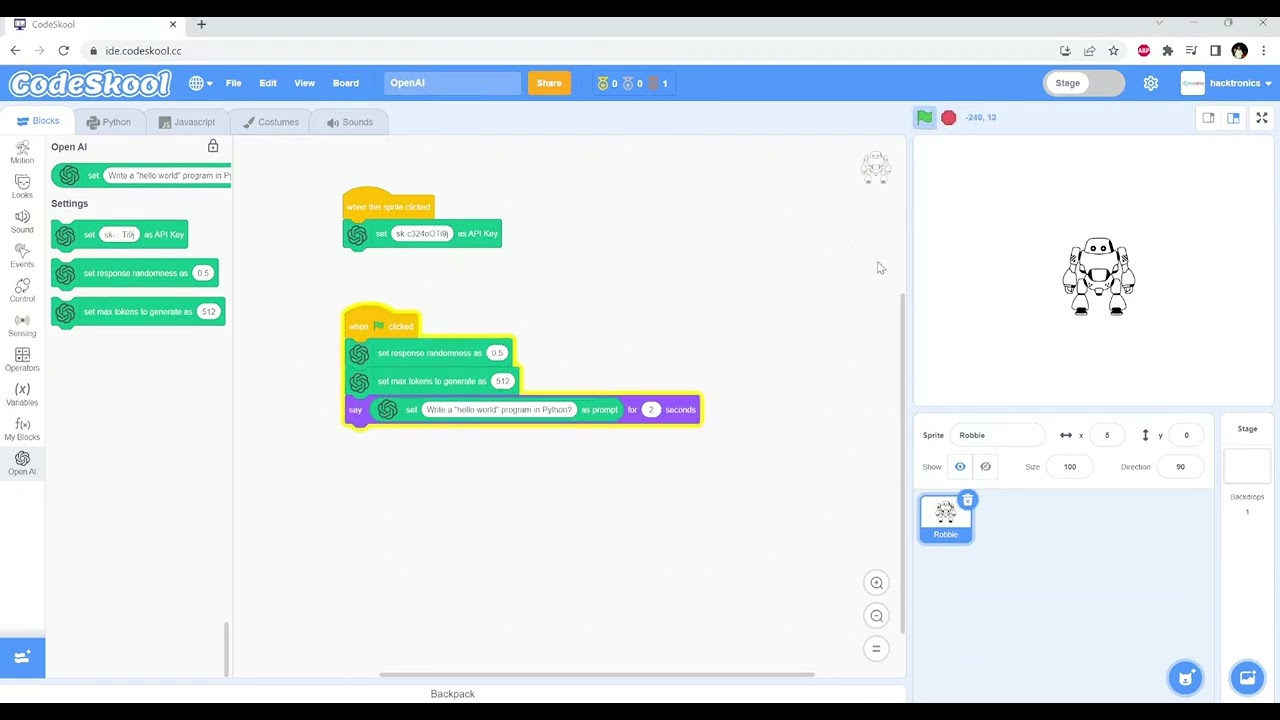 OpenAI ChatGPT support in CodeSkool Scratch