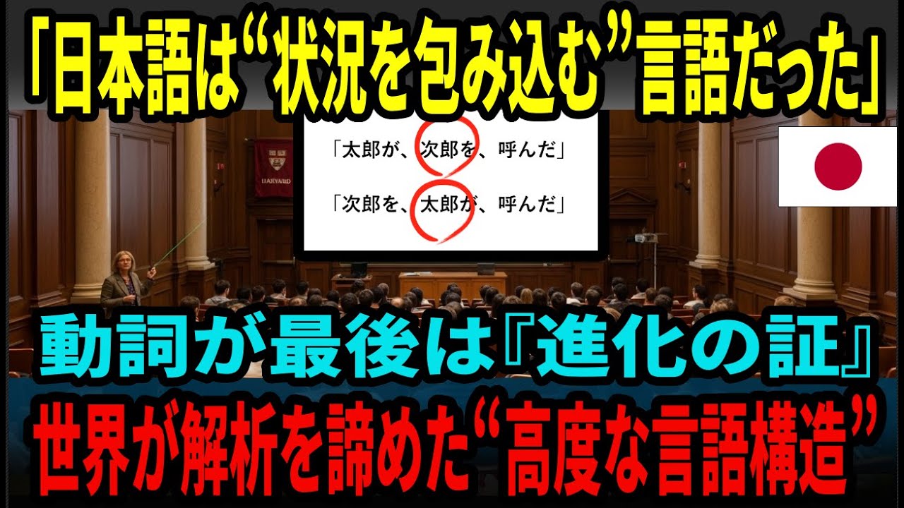 【海外の反応』なぜ日本語は、動詞を最後に置き、周囲を包み込む思考を選んだのか？マサチューセッツ工科大学が驚嘆した「日本語」の構造――