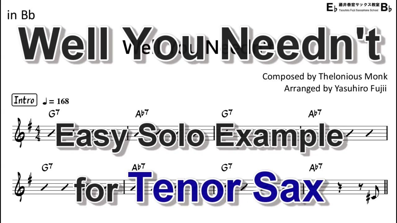 Well You Needn't - Easy Solo Example for Tenor Sax