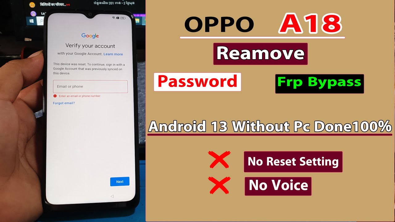OPPO A18 Remove Password,A18 Frp Bypass Android13 Without Pc Done100%