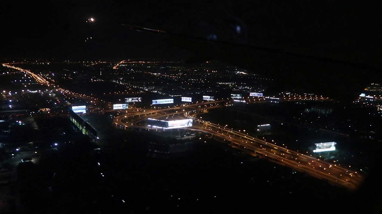 Night Landing in Bangkok Suvarnabhumi Airport