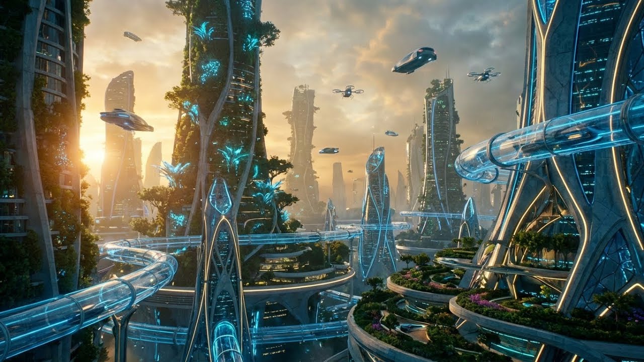 Future City 3500 (4K) 🌆 | Realistic AI Smart City, Green Skyscrapers & Autonomous Transport