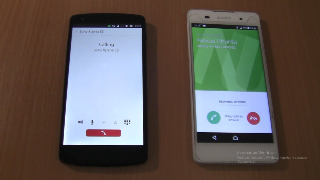 Incoming call & Outgoing call at the Same Time Sony Xperia E5+Nexus 5 With Ubuntu