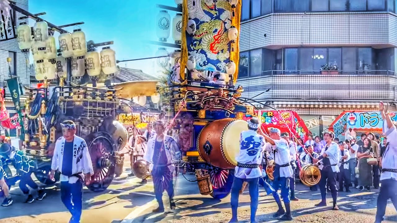 【桑名石取祭 2025】本楽 北市場 曳き出し 田町交差点  西鍋屋町 渡祭（花車）   2   2025年8月3日 三重県桑名市