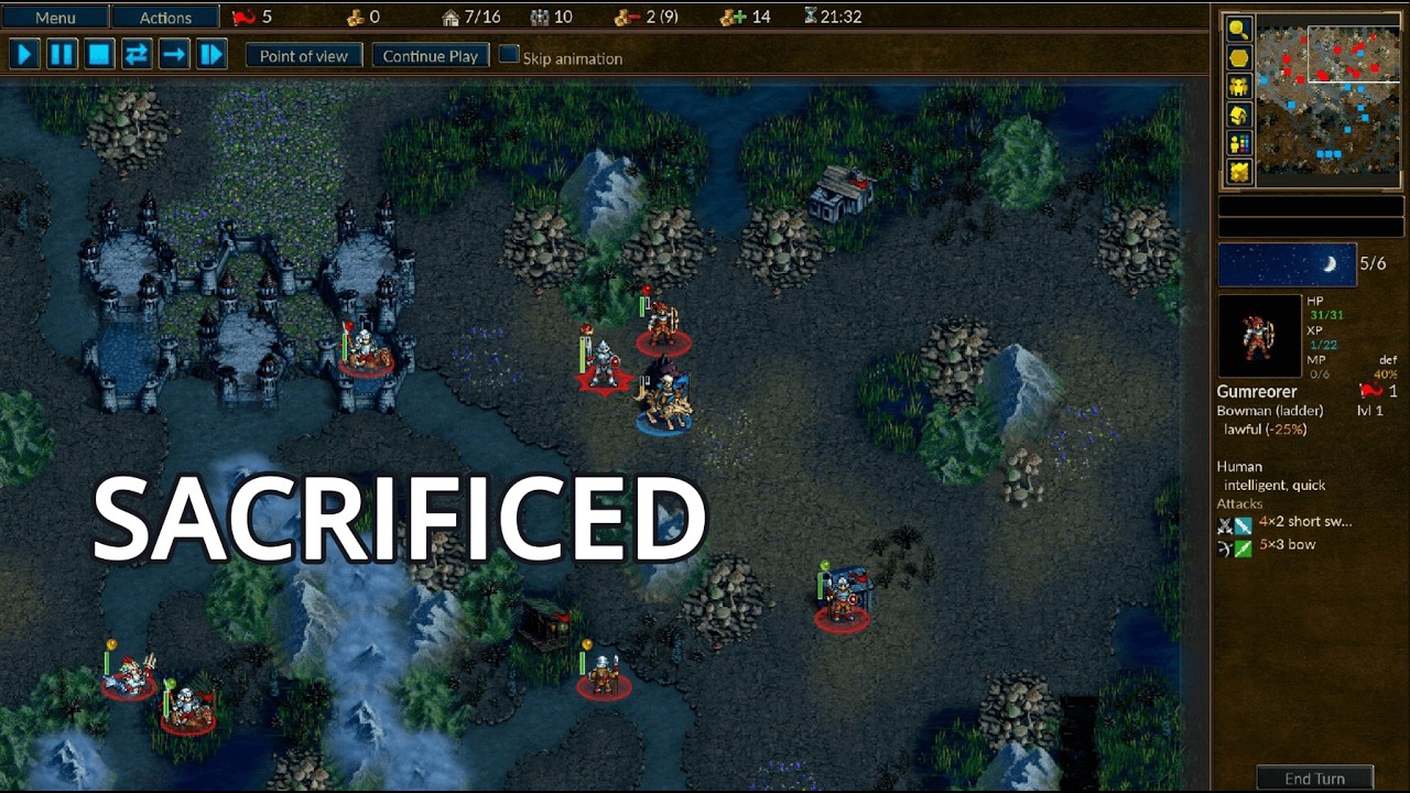 This sacrifice on first night won Caritas the game | Wesnoth Ladder Replay