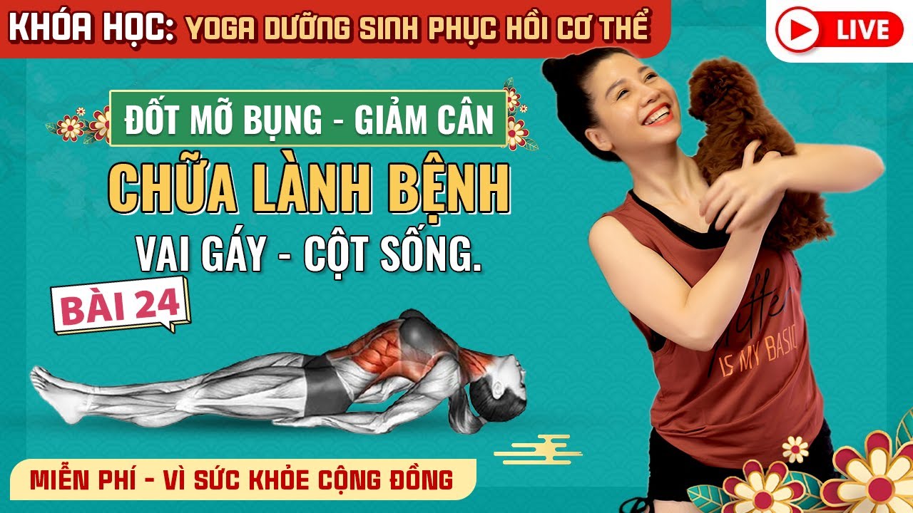 Bài 24: Yoga dưỡng sinh phục hồi cơ thể /Chữa lành bệnh vai gáy cột sống / Nguyễn Hiếu Yoga