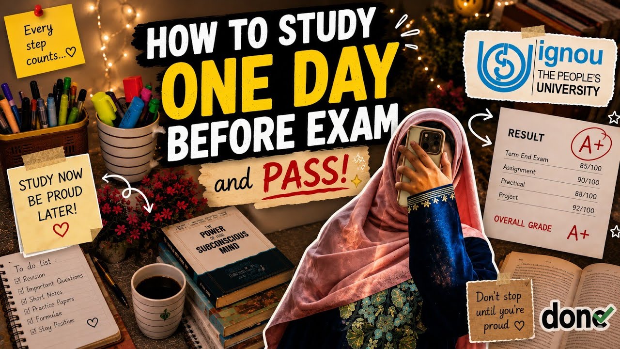 How I Study 1 Day Before Exam ( and still score good) 📚✨ IGNOU strategy
