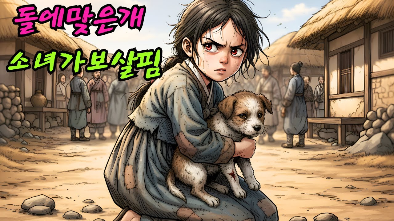 그 강아지는 무자비하게 돌에 맞았지만, 불쌍한 소녀는 그 강아지를 집으로 데려가 보살폈습니다.|민담 |전설 |설화 |옛날이야기 |오디오북