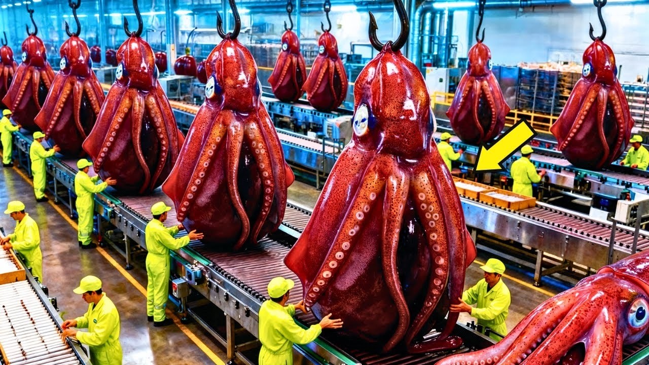 HOW CANNED SQUID IS MADE NIGHT FISHING AND FACTORIES COMPLETE PROCESS