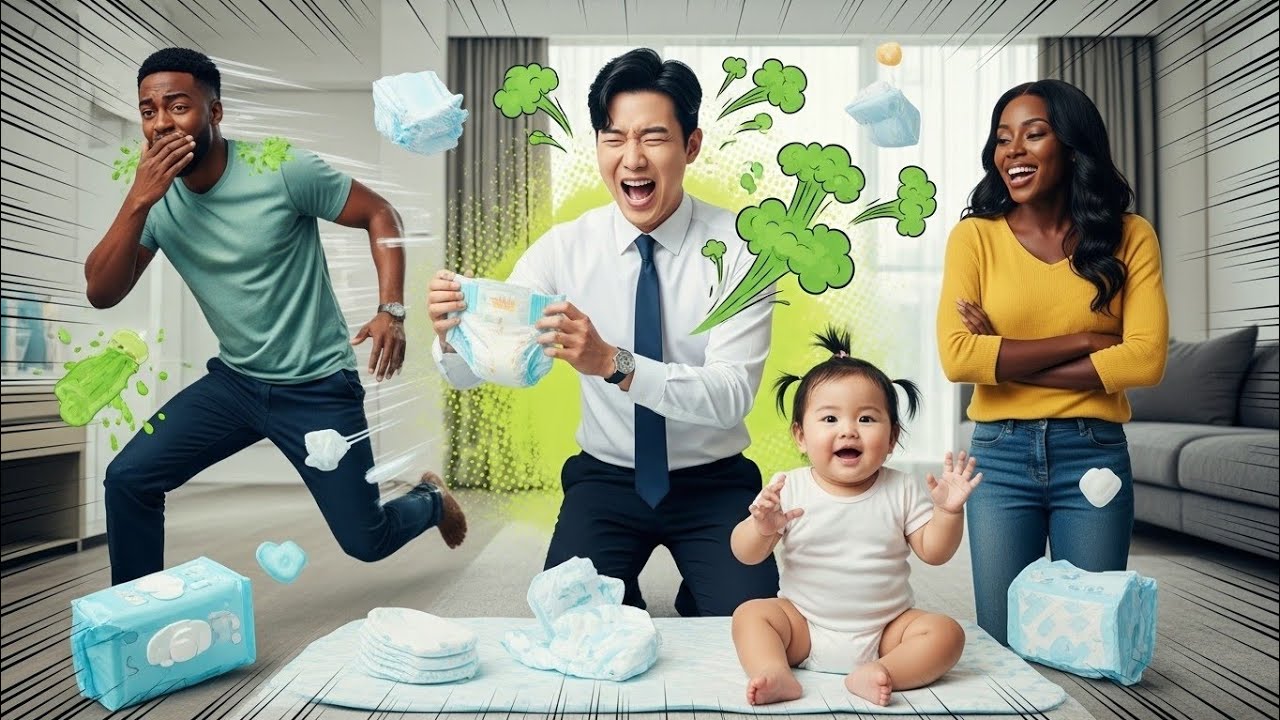 Rich Korean CEO with his friend, the 6 months old baby and the black lady . Comedy K-drama story