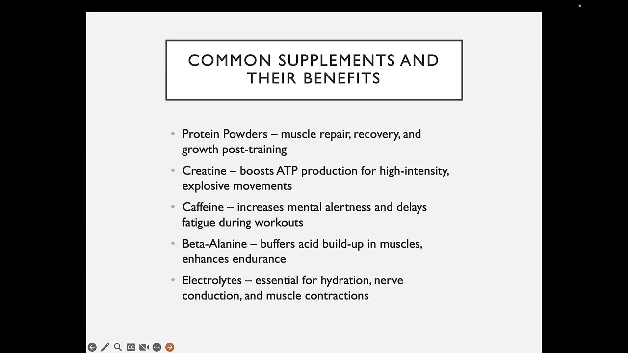 Nutritional Coaching Zoom : Supplements